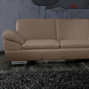 2,5-Sitzer CALIA ITALIA Glamour, italienisches Designsofa mit entspannendem Sitzkomfort Sofas Gr. B/H/T: 206 cm x 79 cm x 94 cm, Leder BULL, braun (café) 2-Sitzer Sofas toller Designfuß
