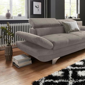 2,5-Sitzer COTTA Enterprise Sofas Gr. B/H/T: 228cm x 72cm x 105cm, Struktur, mit Kopfteilverstellung-mit Armteilverstellung, grau (elefant) inklusive Kopf- und Armteilverstellung