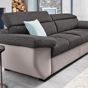 2,5-Sitzer COTTA Speedway Sofas Gr. B/H/T: 214cm x 74cm x 103cm, Kunstleder SOFTLUX-Struktur, mit Kopfteilverstellung, beige (sand/schoko)