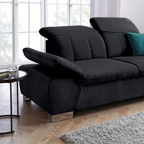 2,5-Sitzer DOMO COLLECTION Milan Sofas Gr. B/H/T: 215cm x 77cm x 93cm, Kunstleder SOFTLUX, mit Rückenverstellung-mit Armlehnenverstellung, schwarz mit Rückenverstellung und Federkern