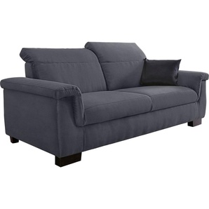 2,5-Sitzer DOMO COLLECTION Sully Sofas Gr. B/H/T: 210cm x 84cm x 102cm, Luxus-Microfaser, mit Rückenverstellung, grau (dunkelgrau) wahlweise mit Rückenverstellung