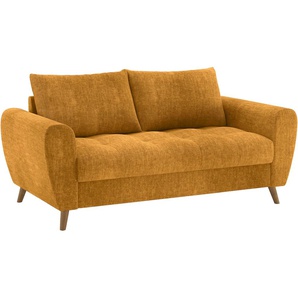 2,5-Sitzer HOME AFFAIRE Blackburn II Sofas Gr. B/H/T: 180cm x 71cm x 90cm, Velours, orange (dolce 9 curry) Mit Kaltschaumpolsterung bis 140 kg belastbar