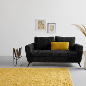 2,5-Sitzer INOSIGN Lörby Sofas Gr. B/H/T: 180cm x 90cm x 92cm, Struktur weich, Struktur weich, schwarz auch mit Aqua clean-Bezug, feine Steppung im Sitzbereich, lose Kissen