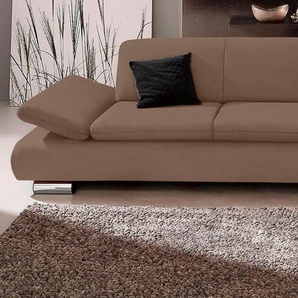 2,5-Sitzer MAX WINZER Toulouse modern und bequem, aktuelles Design, hoher Sitzkomfort Sofas Gr. B/H/T: 224cm x 75cm x 89cm, Luxus-Microfaser, braun mit klappbaren Armlehnen, Breite 224 cm