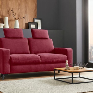 2,5-Sitzer PLACES OF STYLE Lolland Sofas Gr. B/H/T: 183cm x 88cm x 88cm, Luxus-Microfaser ALTARA NUBUCK, rot (bordeaux) mit Federkern, auch abwischbarem Bezug