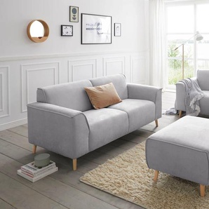 2-Sitzer ANDAS Janek Sofas Gr. B/H/T: 178cm x 81cm x 90cm, Struktur weich, ohne Funktion, grau (hellgrau) mit Federkern und Keder in scandinavischem Design