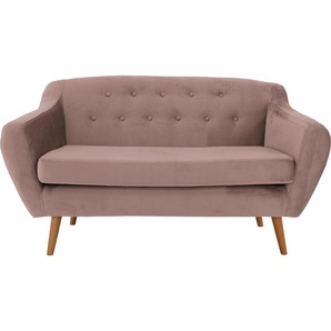 2-Sitzer ANDAS Renne Sofas Gr. B/H/T: 128cm x 78cm x 73cm, Samtvelours, beige (puder) mit Heftung im Rücken skandinavischem Stil