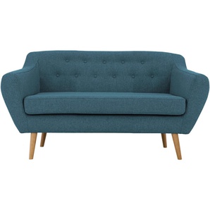 2-Sitzer ANDAS Renne Sofas Gr. B/H/T: 128cm x 78cm x 73cm, Struktur, blau (petrol) mit Heftung im Rücken skandinavischem Stil