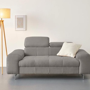 2-Sitzer COTTA Chef Sofas Gr. B/H/T: 196cm x 72cm x 105cm, Feinstruktur, mit Kopfteilverstellung, grau (elephant) 2-Sitzer mit eleganter Steppung, Bodenfreiheit 12,5 cm