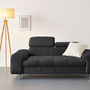 2-Sitzer COTTA Chef Sofas Gr. B/H/T: 196cm x 72cm x 105cm, Feinstruktur, mit Kopfteilverstellung, schwarz 2-Sitzer mit eleganter Steppung, Bodenfreiheit 12,5 cm