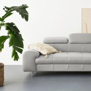 2-Sitzer COTTA Chef Sofas Gr. B/H/T: 196cm x 72cm x 105cm, Kunstleder SOFTLUX, mit Kopfteilverstellung, grau (argent) 2-Sitzer mit eleganter Steppung, Bodenfreiheit 12,5 cm