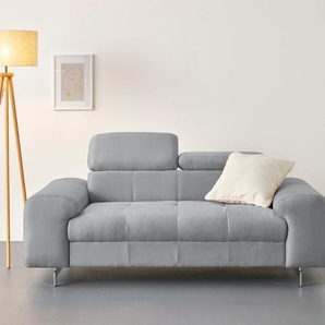 2-Sitzer COTTA Chef Sofas Gr. B/H/T: 196cm x 72cm x 105cm, Luxus-Microfaser, mit Kopfteilverstellung, grau (smoke) 2-Sitzer mit eleganter Steppung, Bodenfreiheit 12,5 cm