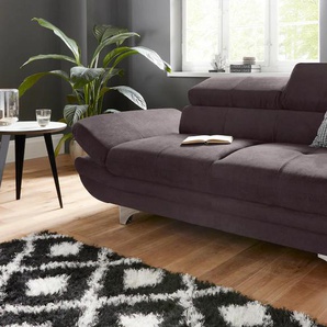 2-Sitzer COTTA Enterprise Sofas Gr. B/H/T: 214cm x 72cm x 105cm, Struktur, mit Kopfteilverstellung-mit Armteilverstellung, braun (mud) inklusive Kopf- und Armteilverstellung