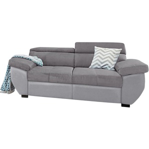 2-Sitzer COTTA Speedway Sofas Gr. B/H/T: 195cm x 74cm x 103cm, Kunstleder SOFTLUX-Luxus-Microfaser, mit Kopfteilverstellung, grau (hellgrau/dunkelgrau)