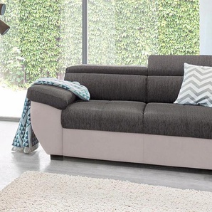 2-Sitzer COTTA Speedway Sofas Gr. B/H/T: 195cm x 74cm x 103cm, Kunstleder SOFTLUX-Struktur, mit Kopfteilverstellung, beige (sand/schoko)