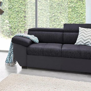 2-Sitzer COTTA Speedway Sofas Gr. B/H/T: 195cm x 74cm x 103cm, Kunstleder SOFTLUX-Struktur, mit Kopfteilverstellung, schwarz (schwarz/schwarz)