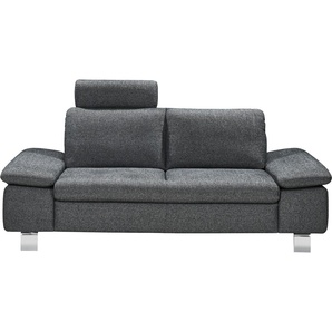 2-Sitzer DELA DESIGN Fiodora Sofas Gr. B/H/T: 181cm x 78cm x 94cm, Webstoff, gleichschenklig, grau (hellgrau) inkl 2 verstellbarer Armlehnen und 1 Kopfstütze