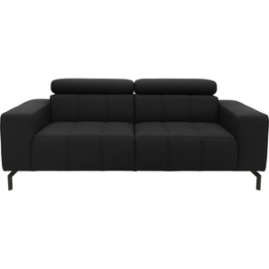 2-Sitzer DOMO COLLECTION Cunelli Sofas Gr. B/H/T: 208cm x 79cm x 104cm, Luxus-Kunstleder, Ohne Kopfteilverstellung, schwarz wahlweise inklusive 6-fach verstellbarer Kopfteilverstellung