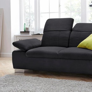 2-Sitzer DOMO COLLECTION Milan Sofas Gr. B/H/T: 195cm x 77cm x 93cm, Kunstleder SOFTLUX, mit Rückenverstellung-mit Armlehnenverstellung, schwarz mit Rückenverstellung und Federkern