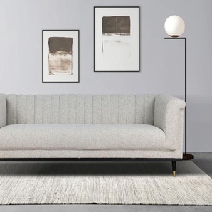 2-Sitzer GUIDO MARIA KRETSCHMER HOME & LIVING Chamby Sofas Gr. B/H/T: 180cm x 71cm x 85cm, Struktur, beige (creme) mit Holzrahmen unten und Steppung im Lehnenbereich