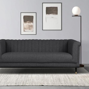 2-Sitzer GUIDO MARIA KRETSCHMER HOME & LIVING Chamby Sofas Gr. B/H/T: 180cm x 71cm x 85cm, Struktur, grau (dunkelgrau) mit Holzrahmen unten und Steppung im Lehnenbereich