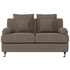 2-Sitzer GUIDO MARIA KRETSCHMER HOME & LIVING NORIN Sofas Gr. B/H/T: 163cm x 92cm x 105cm, Samtoptik, grau (taupe) zwei Fußarten: vorne - Rollen, hinten Holzfüße