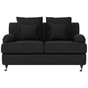 2-Sitzer GUIDO MARIA KRETSCHMER HOME & LIVING NORIN Sofas Gr. B/H/T: 163cm x 92cm x 105cm, Samtoptik, schwarz zwei Fußarten: vorne - Rollen, hinten Holzfüße