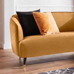 2-Sitzer GUIDO MARIA KRETSCHMER HOME & LIVING Oradea Sofas Gr. B/H/T: 154cm x 78cm x 87cm, Samtoptik, goldfarben (gold) mit eleganter Steppung auf Rückseite der Rückenlehne