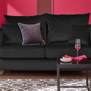 2-Sitzer GUIDO MARIA KRETSCHMER HOME&LIVING Renesse Sofas Gr. B/H/T: 163 cm x 90 cm x 90 cm, Luxus-Microfaser ALTARA NUBUCK, schwarz lose Kissen, Keder an Sitzkissen