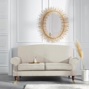 2-Sitzer GUIDO MARIA KRETSCHMER HOME & LIVING Rennes Sofas Gr. B/H/T: 160cm x 90cm x 93cm, Baumwollmix, beige (creme uni) in Samtoptik oder Baumwoll-Mix