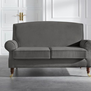 2-Sitzer GUIDO MARIA KRETSCHMER HOME & LIVING Rennes Sofas Gr. B/H/T: 160cm x 90cm x 93cm, Samtoptik, grau (mittelgrau) in Samtoptik oder Baumwoll-Mix