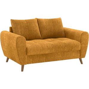 2-Sitzer HOME AFFAIRE Blackburn II Sofas Gr. B/H/T: 160cm x 71cm x 90cm, Velours, orange (dolce 9 curry) Mit Kaltschaumpolsterung bis 140 kg belastbar