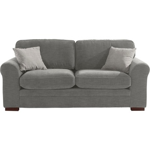 2-Sitzer HOME AFFAIRE Broughton Sofas Gr. B/H/T: 203cm x 92cm x 94cm, Samtoptik, grau (hellgrau) weicher Sitzkomfort, incl. 2 Zierkissen, Keder