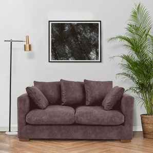 2-Sitzer HOME AFFAIRE Coray Sofas Gr. B/H/T: 175cm x 80cm x 113cm, Luxus-Microfaser, braun (dunkelbraun) extra weich und kuschelig, Füllung mit Federn Daunen