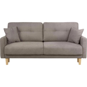 2-Sitzer HOME AFFAIRE Triplo Sofas Gr. B/H/T: 165cm x 89cm x 100cm, Luxus-Microfaser weich, grau (taupe) mit Steppung im Rückenbereich, incl. Zierkissen, BTH: 16510089 cm