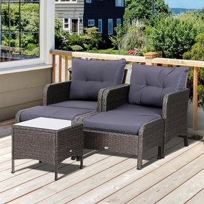 2-Sitzer Lounge-Set Mcgehee aus Polyrattan mit Polster