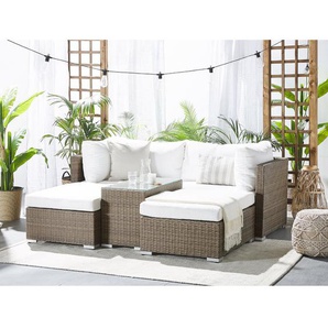 2-Sitzer Lounge-Set Thecle aus Rattan mit Polster