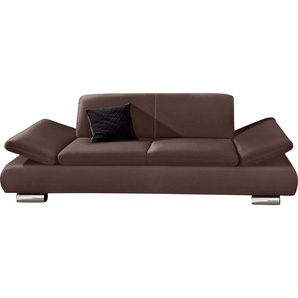 2-Sitzer MAX WINZER Toulouse modern und bequem, aktuelles Design, hoher Sitzkomfort Sofas Gr. B/H/T: 190cm x 75cm x 89cm, Kunstleder SOFTLUX, braun mit klappbaren Armlehnen, Breite 190 cm