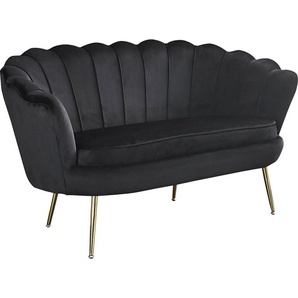 2-Sitzer SALESFEVER Clam Sofas Gr. B/H/T: 136cm x 78cm x 76cm, Samtvelours, schwarz extravagantes Muscheldesign, Breite 136 cm