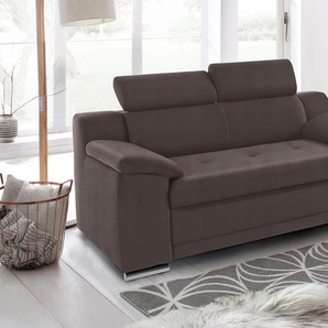 2-Sitzer SIT & MORE Andiamo Sofas Gr. B/H/T: 180cm x 93cm x 95cm, Kunstleder SOFTLUX, mit Kopfteilverstellung, braun (mokka) inklusive Kopfteilverstellung