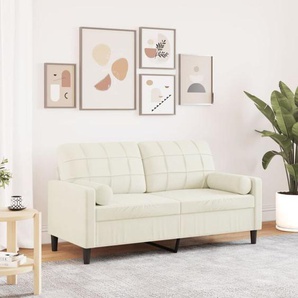 2-Sitzer-Sofa mit Zierkissen Creme 140 cm Samt