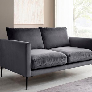 2-Sitzer TRENDS BY HG Svea Sofas Gr. B/H/T: 160cm x 80cm x 88cm, Microvelours, grau mit Metallfuß, frei im Raum stellbar