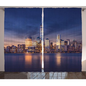 Rustikaler Vorhang, Manhattan Landschaft, New York, Mehrfarbig