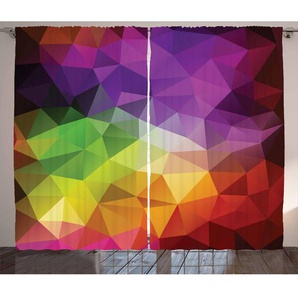 Rustikaler Vorhang, Geometrieform Polygon, Bunt, Mehrfarbig