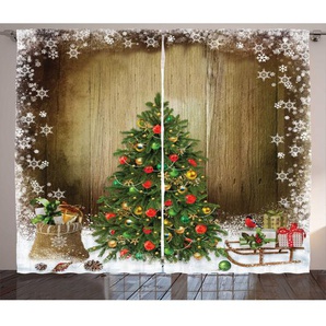 Rustikaler Vorhang, Pine Tree Presents, Weihnachten, Mehrfarbig