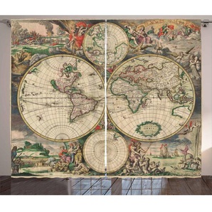 Rustikaler Vorhang, Antike Klassiker, Weltkarte, Mehrfarbig
