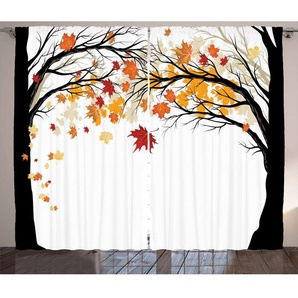 Rustikaler Vorhang, Bäume mit getrockneten Blättern, Herbst, Mehrfarbig