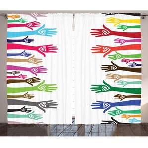 Rustikaler Vorhang, Charity Vereinigte Hände, Bunt, Mehrfarbig