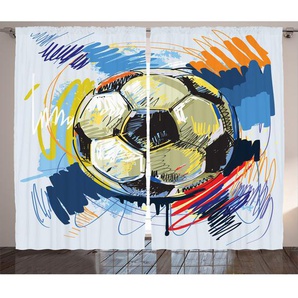 Rustikaler Vorhang, Bunte Detaillierte, Fußball, Mehrfarbig