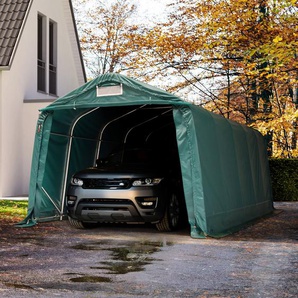 3,3x6m Zeltgarage, PVC-Plane, dunkelgrün, mit Statik (Betonuntergrund) - (68449)